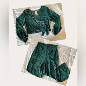 NWT Boutique Blu Pepper Two Piece Green Jumpsuit